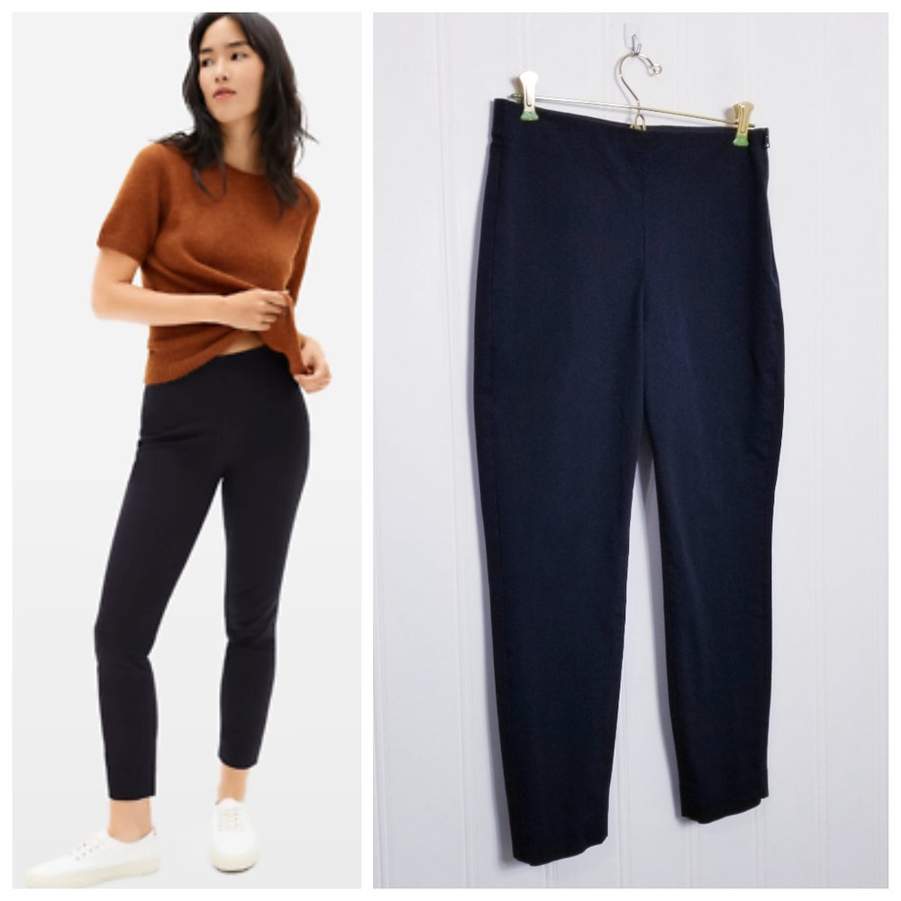 Everlane The Side-Zip Stretch Cotton Pant Size 6 Minimalist Work Trousers Black